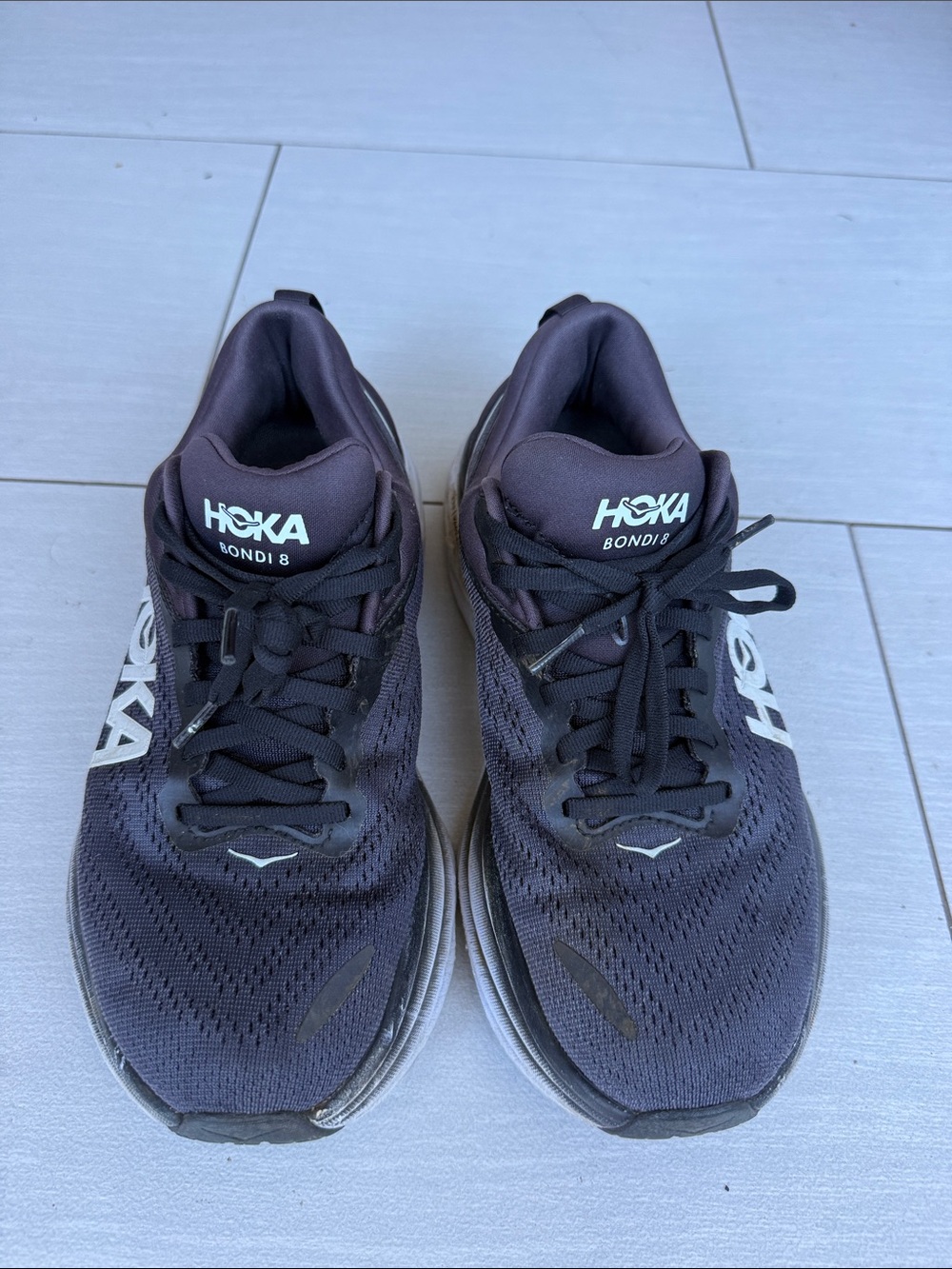Hoka Bondi 8 Running Shoes - Charcoal Black with White Logo